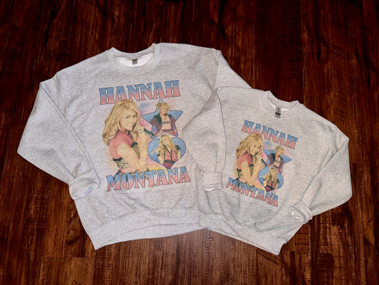 Mama and Mini Hannah Montana Sports Grey Crewneck Dicey Dyes
