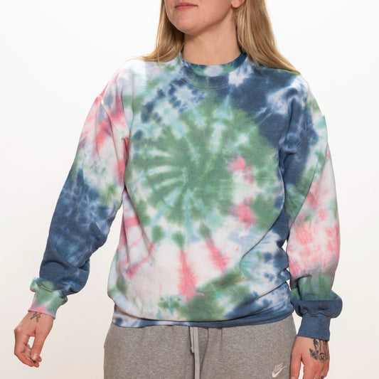 Pre-Order Blue, Green, and Coral Spiral Crewneck Dicey Dyes