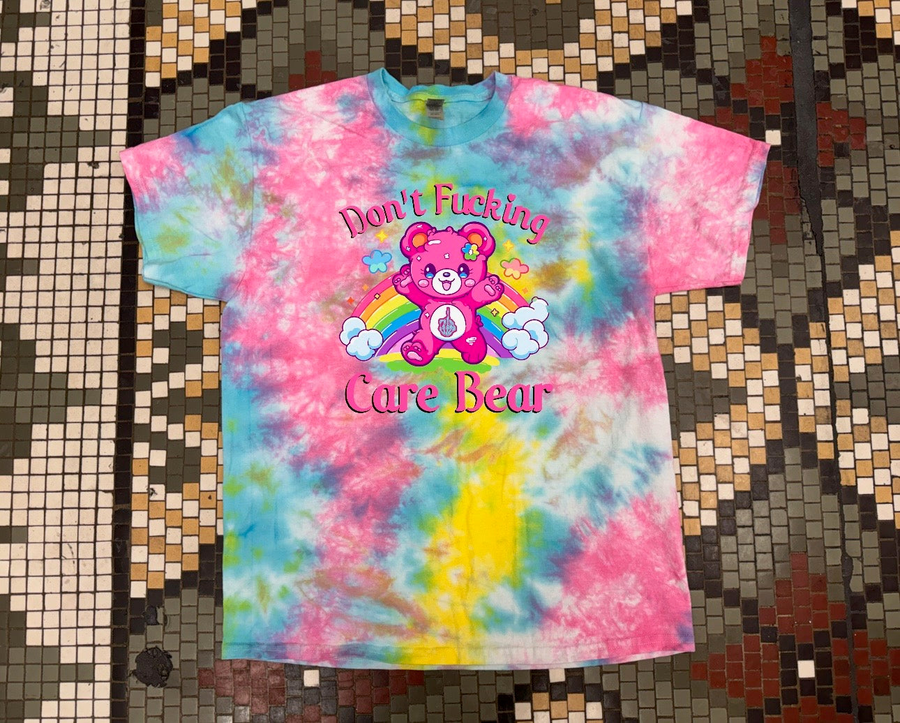 Pre-Order Don't Fucking Care Bear Pastel Color T-shirt Dicey Dyes