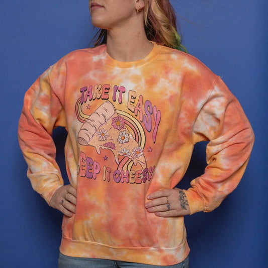 Pre-Order Take It Easy Keep It Cheesy Crewneck Dicey Dyes