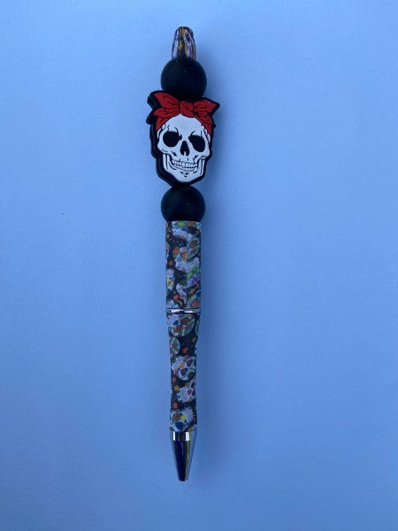 Beaded Pen - Skull (Skulls) - Ready to Ship Dicey Dyes