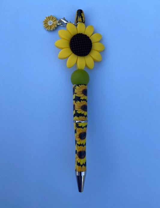 "Beaded Pen - Sunflower (Green) - Ready to Ship Dicey Dyes