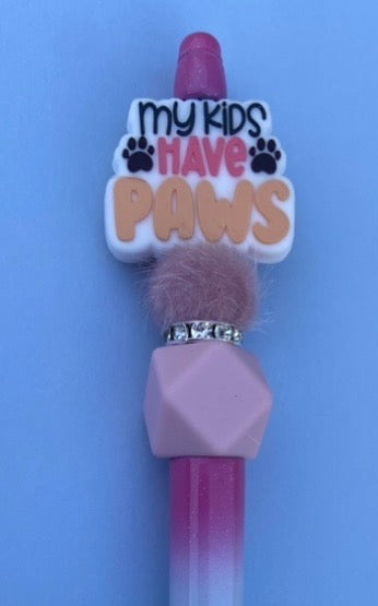 Beaded Pen - My Kids Have Paws - Ready to Ship Dicey Dyes