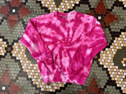 Pre-Order Youth Pink Spiral Crewneck Dicey Dyes